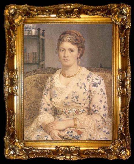 framed  Sir Edward john Poynter,Bart.PRA,RWS Portrait of Mrs j.p.Heselitine (mk46), ta009-2